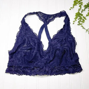 Savage X Fenty Navy Blue Lace Strappy Back Unlined Bralet/Bra Women's Size 1X